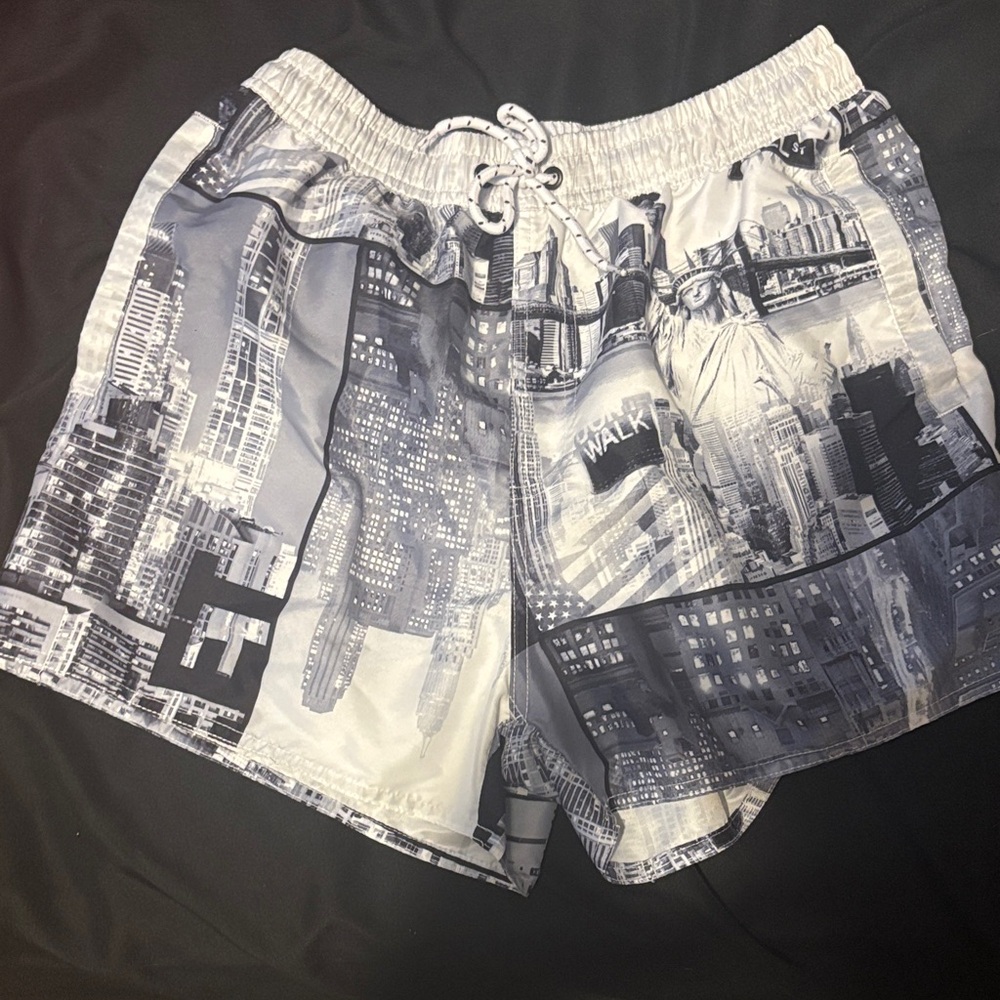 Cityscape Print Men's Athletic Shorts